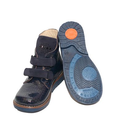 Ортопедичні лакові сині черевики Woopy, "пітон", 19