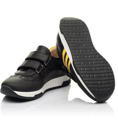 Кросівки чорні з жовтими полосками Woopy, 25