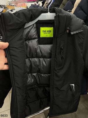 Черная зимняя куртка для мальчиков, 152