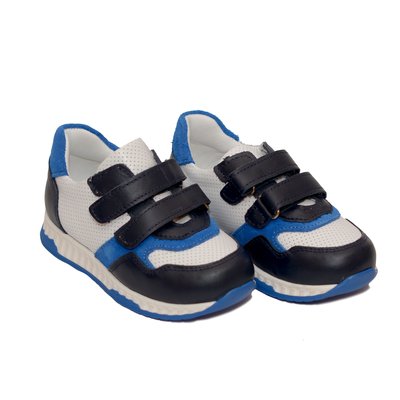 Кроссовки черно-белые, синие вставки Happy Walk, 21