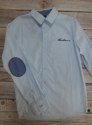 Рубашка голубая с длинным рукавом, 146