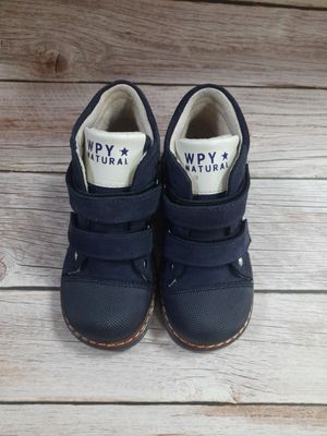 Ботинки синие нубуковые, синяя и бежевая полоски Woopy, 21