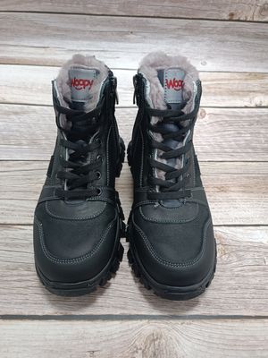 Ботинки зимние черно-серые на шнуровках Woopy, 39