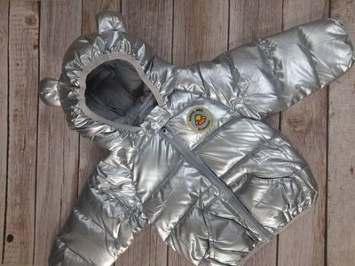 Куртка серебристая с ушками, утенок светящийся, Китай, 90
