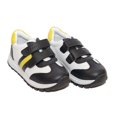 Чорно-білі кросівки Toddler з жовтими смужками, 21