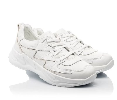 Білі шкіряні ортопедичні кросівки, на шнурівках, 33