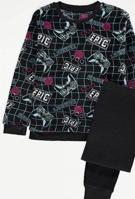 Черная флисовая пижама Gamer, 110, 116