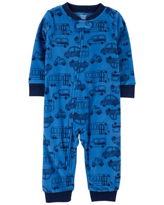 Синя суцільна піжама з машинками, 104