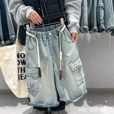 Шорти світло-блакитні карго джинс  Y9116 Китай, 158