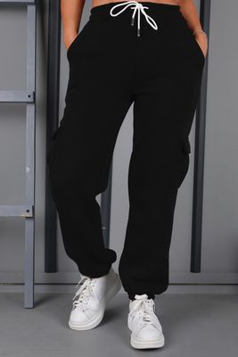 Спортивные штаны черные утепленные с карманами Турция, 140
