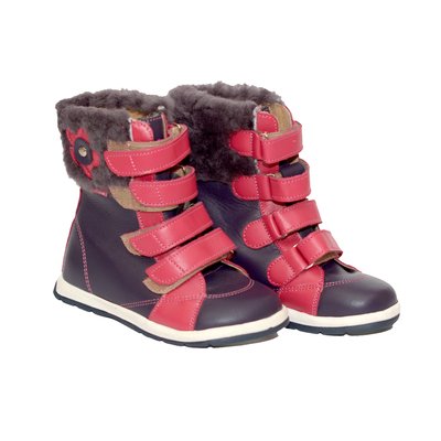 Зимние ботинки фиолетовые с розовыми липучками Aurelka, 25