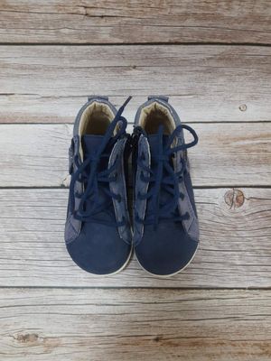 Ботинки синие нубуки на шнуровках Польша, 23