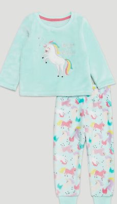 Светло-бирюзовая пижама с единорогом, махра, 92, 98