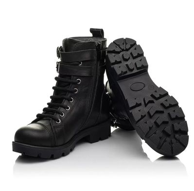Ботинки Woopy черные кожаные на 2 пряжки, 33