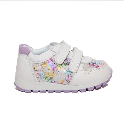 Кросівки Toddler біло-фіолетові, квітковий принт, 19, 12