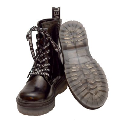 Ботинки черные лаковые, шнуровка с буквами Minno Kids, 31