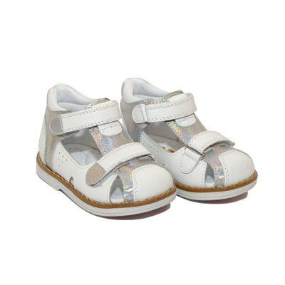 Закриті біло-сріблясті босоніжки Minno Kids для дівчаток, 21