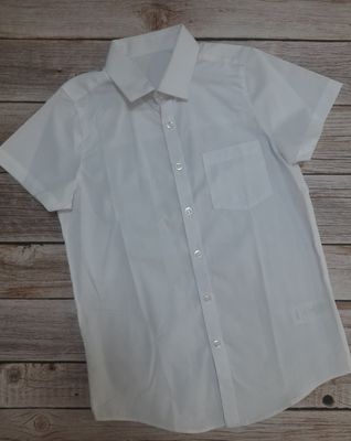 Рубашка белая с коротким рукавом, 128-134