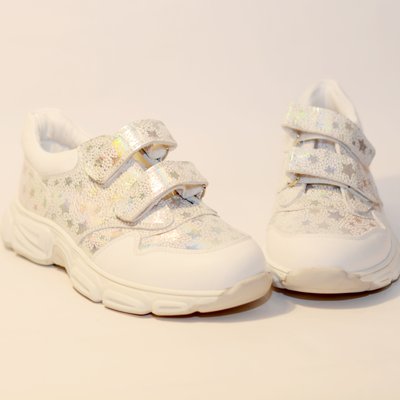 Кросівки Toddler біло-сріблясті, зірочки, 31, 19,8