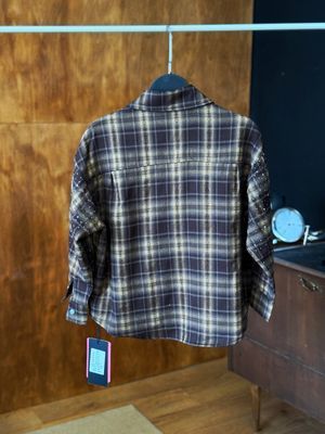 Сорочка шоколад. в клітинку зі стразами СС31 , 120