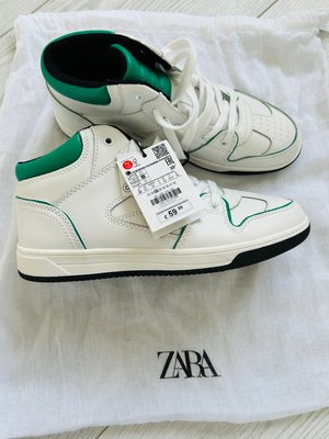 Кроссовки бело-зеленые Zara, 37